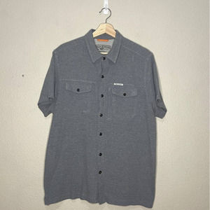 Field & Stream Shirt Gray Ribbed Button Up Collared Casual Versatile Size Large